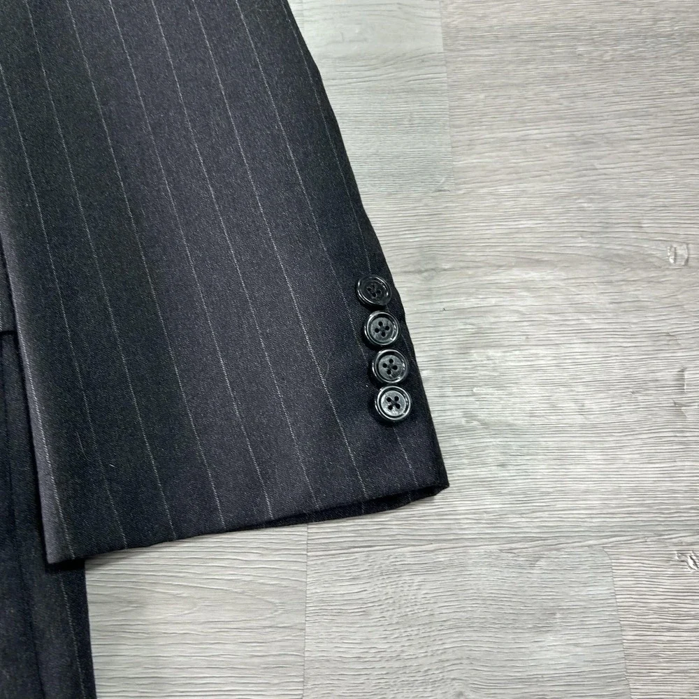 Vintage‎ Hickey Freeman Suit Jacket Mens 44 Wool Pinstripe Double Breasted USA